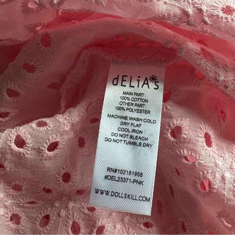 DollsKill | NWT’s Delia’s Y2K Bohemian Baby Pink Eyelet Tulle Western Maxi Dress - Picture 5 of 6
